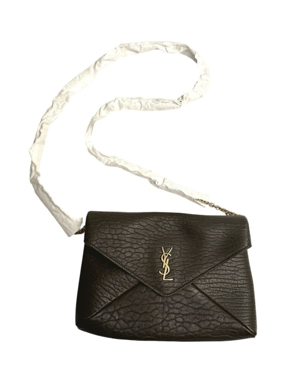 Cassandre Small Lambskin Leather Pouch With Chain in Light Musk